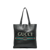 グッチ ロゴプリント トートバッグ 572768 ブラック レザー レディース GUCCI 【中古】